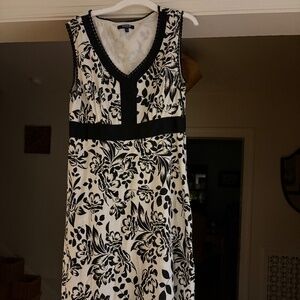 Maine New England Black and White Cotton Linen Dress--10